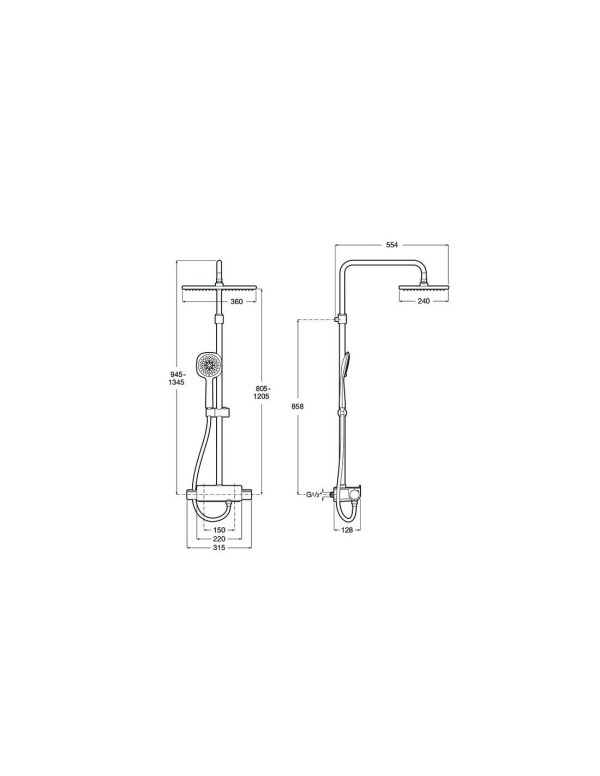 Columna termostática de ducha Roca DECK-T SQUARE